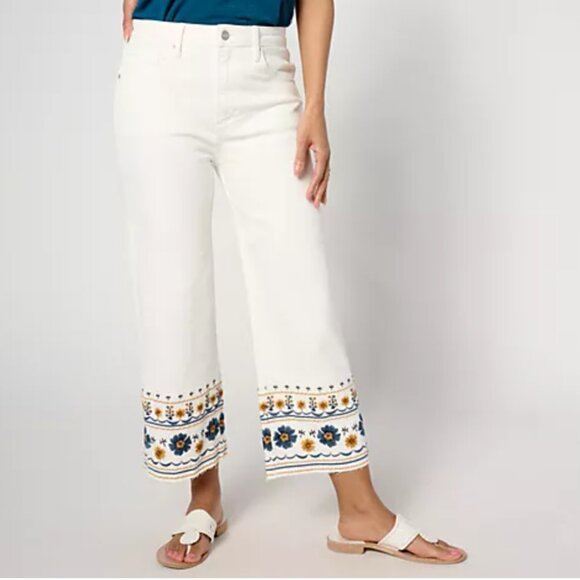 DRIFTWOOD Denim - Nwt Driftwood Jeans Charlee Wide Leg Embroidered Crop - Golden Gate W10  L 25,5